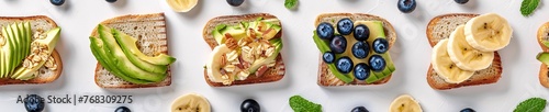 A variety of toasts with various fillings photo
