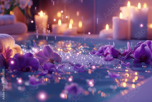 Soft chromatic decoration with aromatic candles and wellness aesthetics