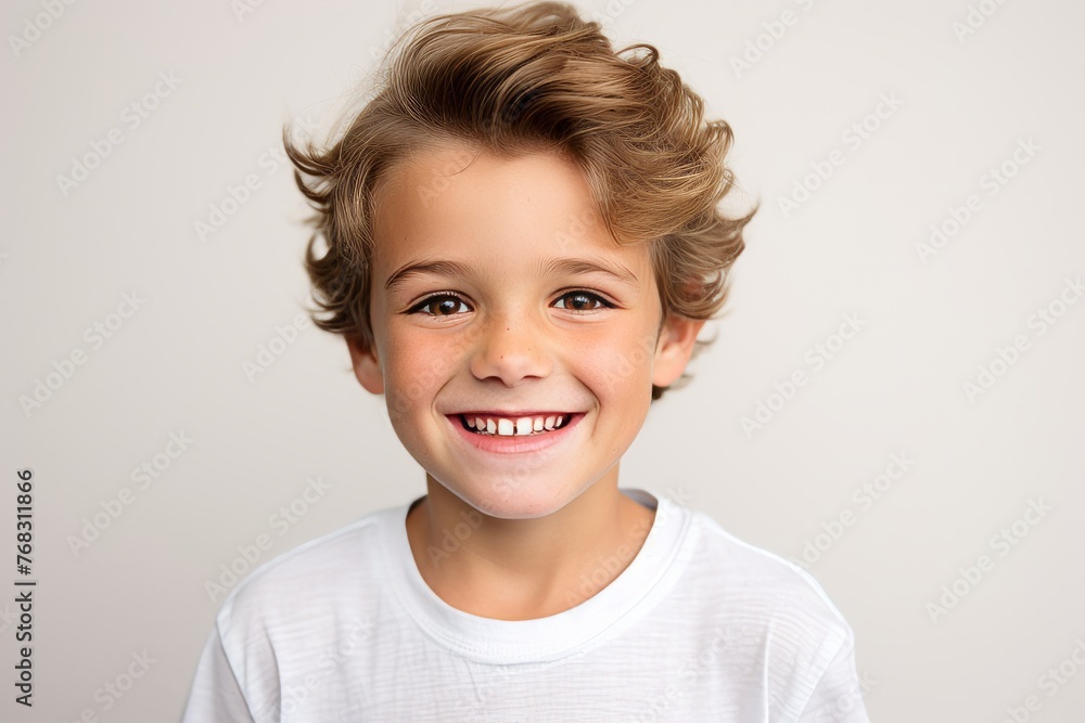 Portrait of a cute smiling little boy with blond hair. Studio shot. Portrait of a cute smiling little boy with blond hair. Studio shot.