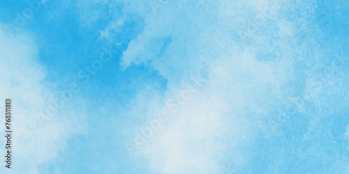 cloudy and stained Sky blue shades watercolor background, Abstract hand paint random staind blue sky, The summer is colorful clearing day Good weather with natural clouds.