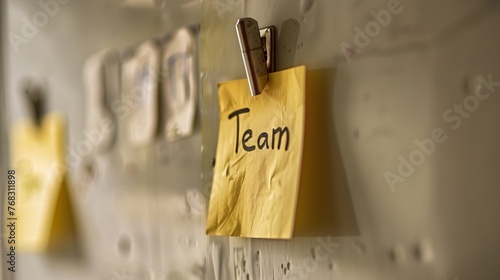 Scrum Agile business board with a sticky note with the word "Team"