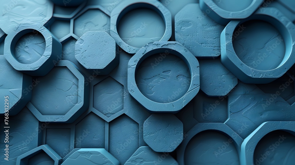 Blue Geometric Shapes: Abstract 3D Design for Modern Backgrounds