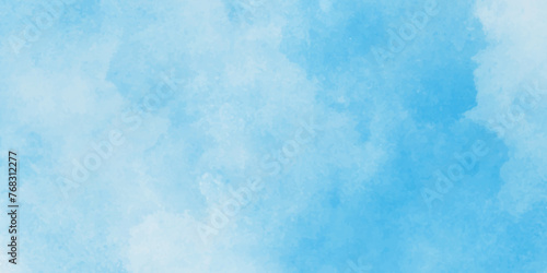 cloudy and stained Sky blue shades watercolor background, Abstract hand paint random staind blue sky, The summer is colorful clearing day Good weather with natural clouds. photo