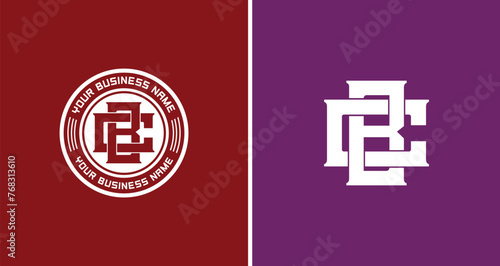 CB monogram logo, letter BC logo design in a badge for clothing, apparel, sport, company
