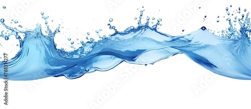 Close-up view of a wave of water against a plain white background, showcasing the details and texture of the water's movement and flow photo