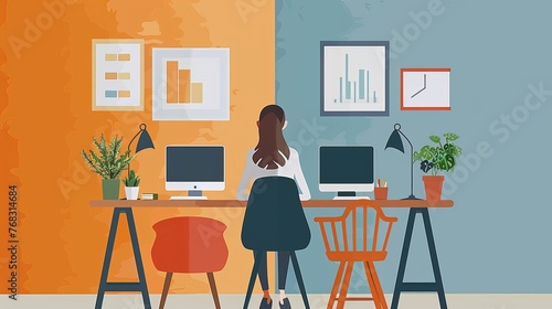 Employee rotating between home office and corporate setting