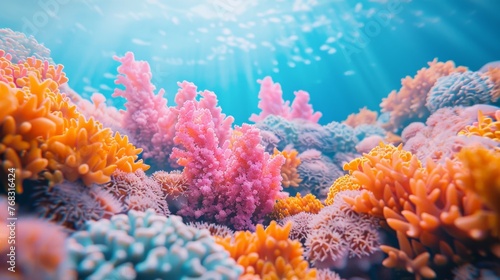 Simplistic 3D Blender coral reef  underwater hues