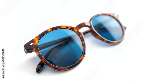 retro blue sunglasses product displayed isolated on white background