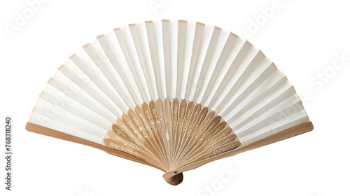 White wooden Chinese folding fan on white background 