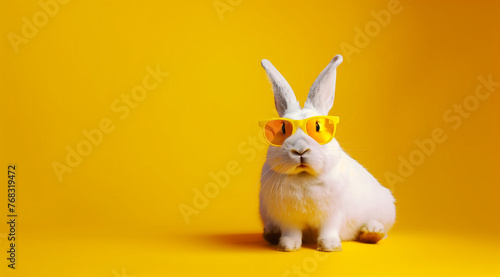 Chill Bunny Sporting Sunglasses on Bright Background © sssheina