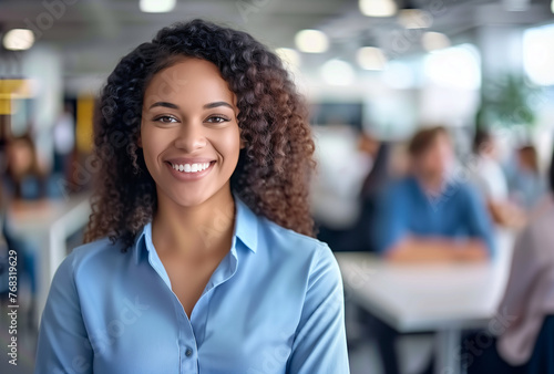 Smiling African American Woman in Professional Environment