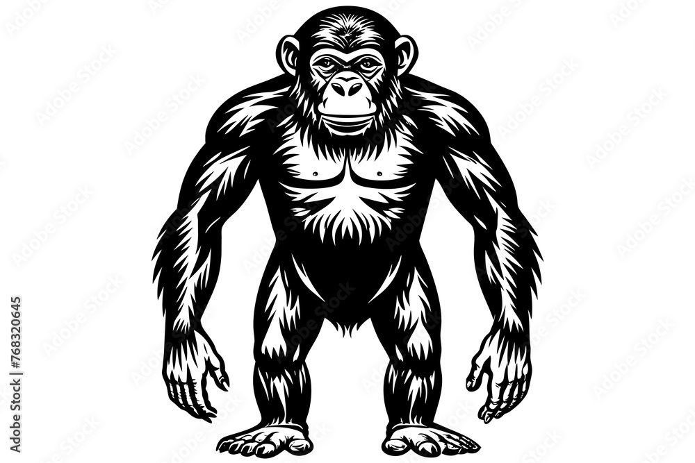 Fototapeta premium chimpanzee silhouette vector illustration