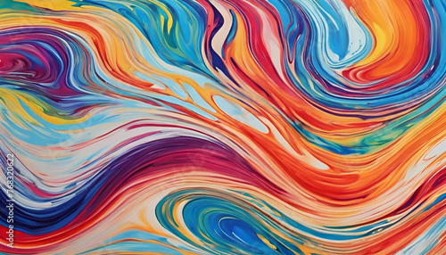 Abstract marbled acrylic paint ink colorful background bold colors rainbow color swirls wave painted curvy waves painting texture 