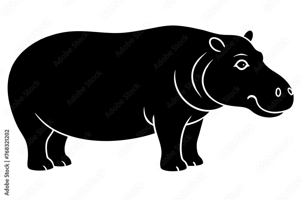 Obraz premium hippopotamus silhouette vector illustration