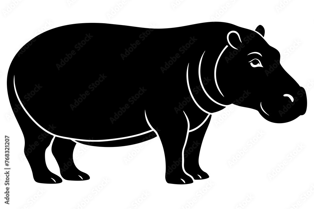 Obraz premium hippopotamus silhouette vector illustration