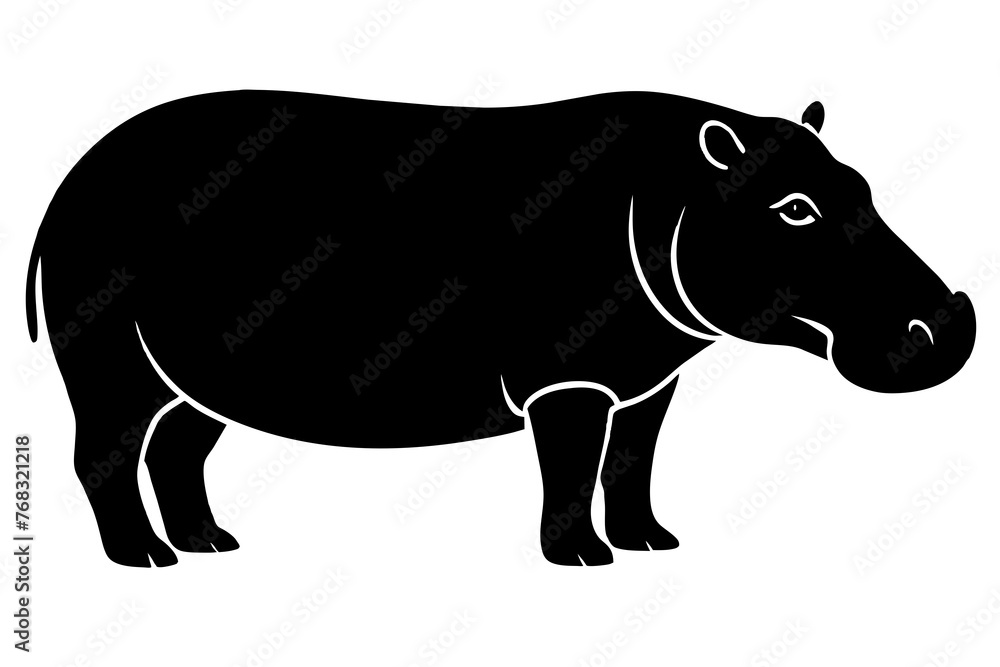 Obraz premium hippopotamus silhouette vector illustration