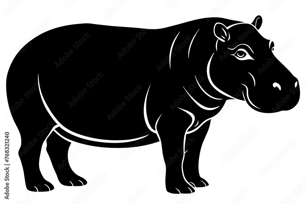 Obraz premium hippopotamus silhouette vector illustration