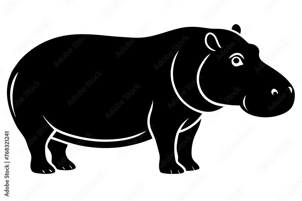 Obraz premium hippopotamus silhouette vector illustration