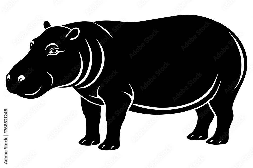 Obraz premium hippopotamus silhouette vector illustration