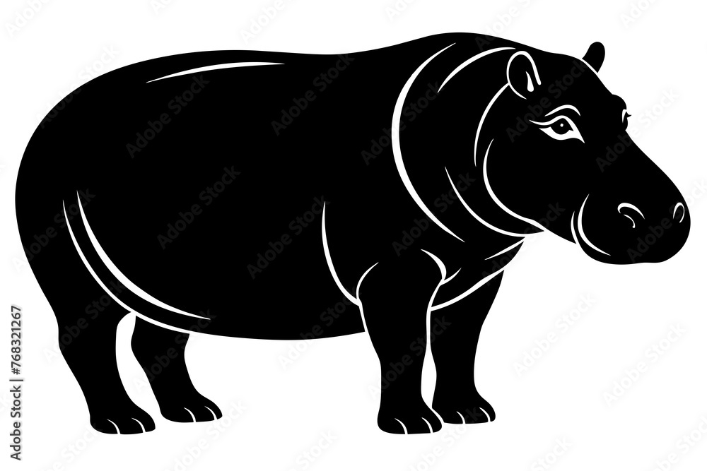 Obraz premium hippopotamus silhouette vector illustration