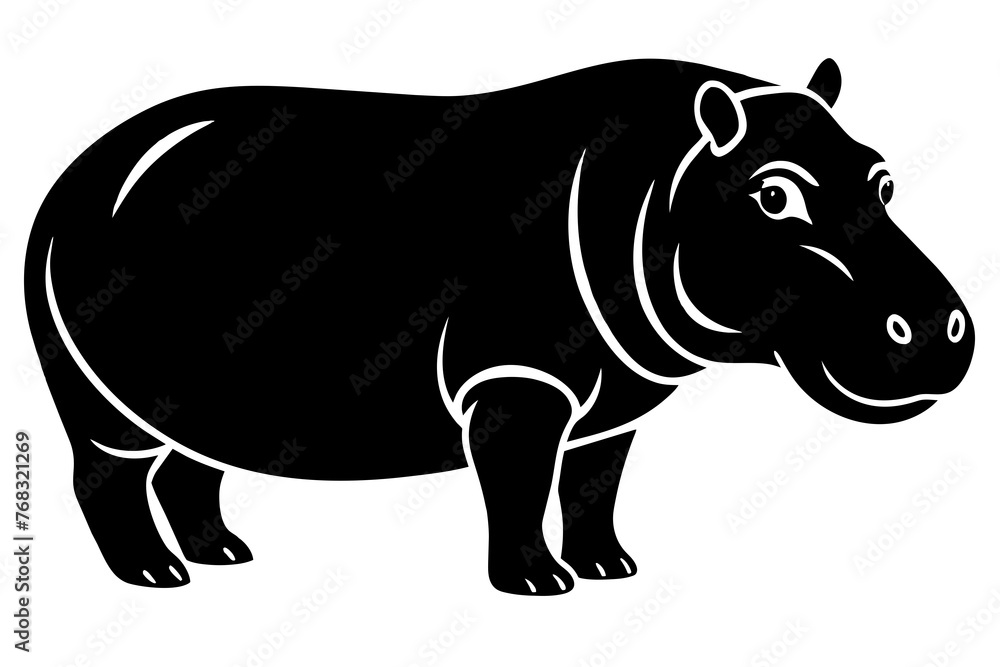 Obraz premium hippopotamus silhouette vector illustration