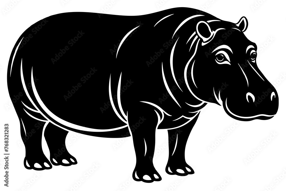 Fototapeta premium hippopotamus silhouette vector illustration