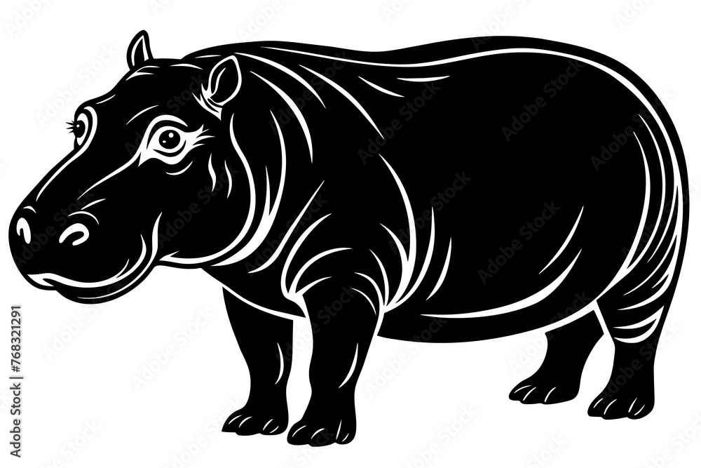 Fototapeta premium hippopotamus silhouette vector illustration