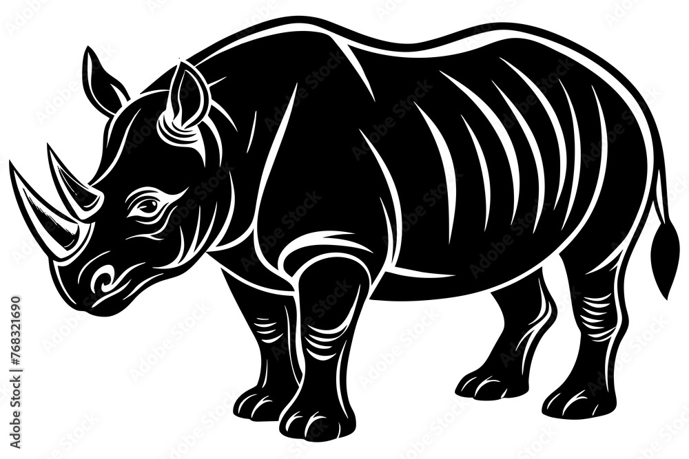 Obraz premium rhino silhouette vector illustration