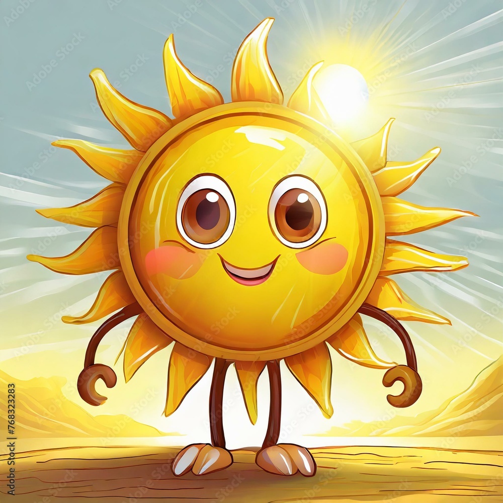 Vector Illustration of a Sun cartoon character