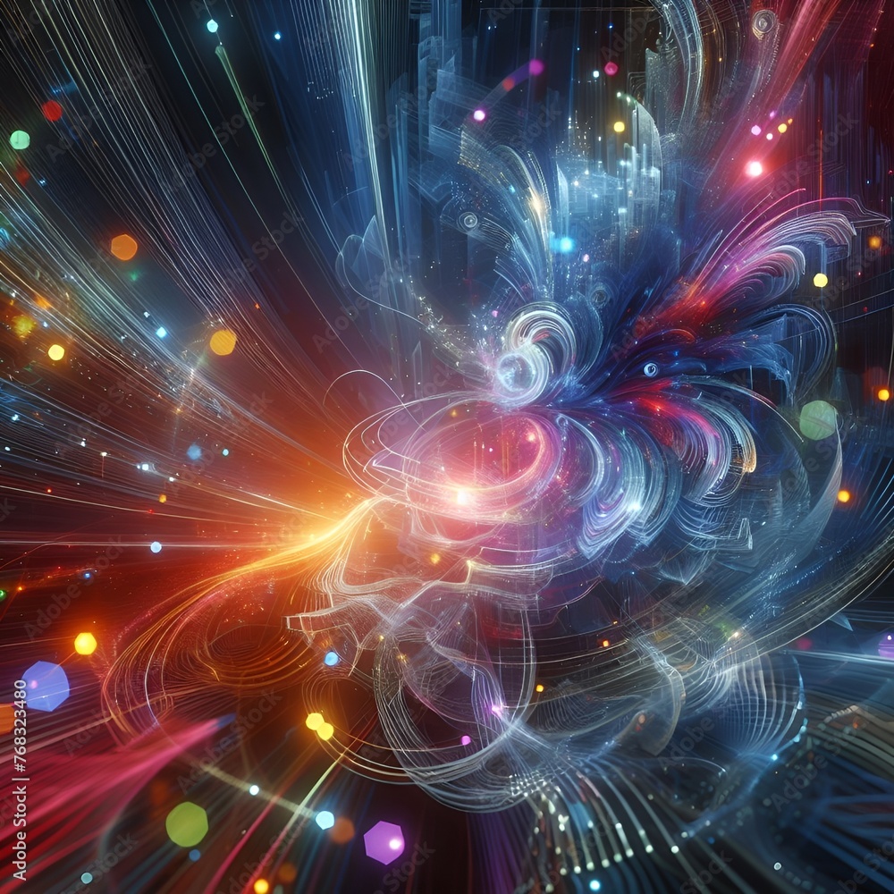 Obraz premium fractal, light, design, concept, motion, energy, backdrop, space, movement, imagination, illustration, idea, texture, psychedelic, fantasy, dream, design element, geometry, swirl, wallpaper, represent