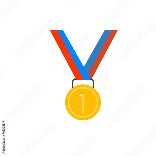 gold medal with ribbon