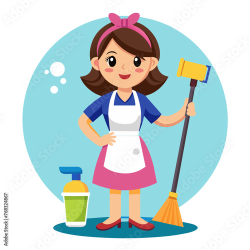 Cleaning Lady Illustration 