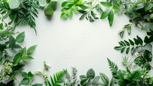 greenery surrounding white background 