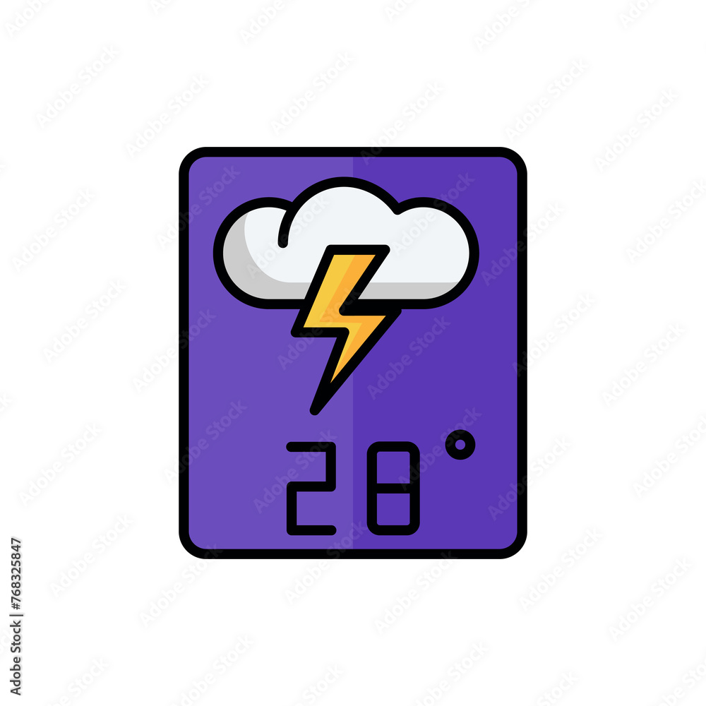 
weather forecast icon vector, thunderstorm icon,28 degrees celsius. Perfect for web and app interfaces, presentations, infographics, etc.
