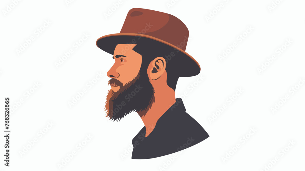 bearded man avatar wearing fedora hat side view