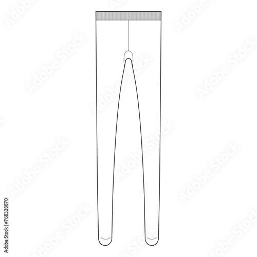Tights Pantyhose Fashion accessory clothing technical illustration stocking. Vector front view for Men, women, unisex style, flat template CAD mockup sketch outline isolated on white background