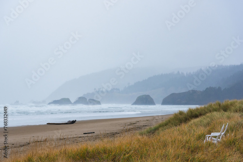 Cannon beach, Oregon in Cloudy day