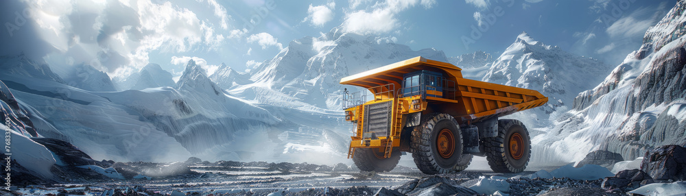 Dump truck in a construction. for transportation. Dump truck in a construction. for transportation.