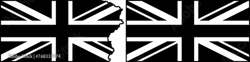 Black Great Britain flags vector. Standard flag and with torn edges photo