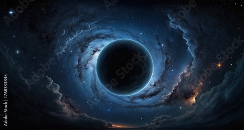 360 degree equirectangular projection space background with nebula and stars, environment map.