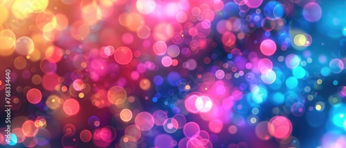 Light effects. Neon glow. Festive decoration. Abstract blurred background. Colorful pattern.
