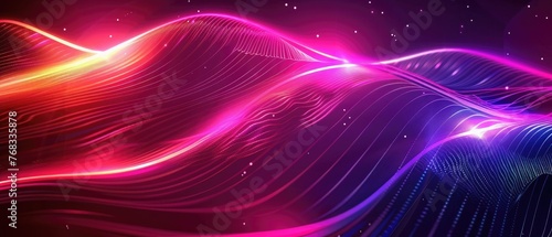 Neon lines shiny glowing background, vector futuristic techno template