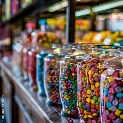 Colorful Candy Display in a Travel Destination Sweet Shop
