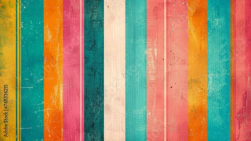 Retro-inspired parallel lines in vibrant shades of teal, orange, and pink, reminiscent of vintage design aesthetics.