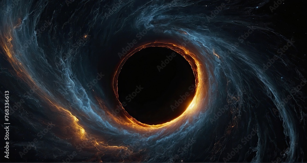 A black hole, when a huge amount of matter and energy is absorbed at a point in the heavenly - obrazy, fototapety, plakaty 