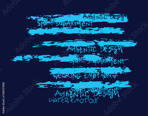 Vector illustration of missed stripes, in the style of irregular brushstrokes, with text alluding to the surf with letters in scribbled style.