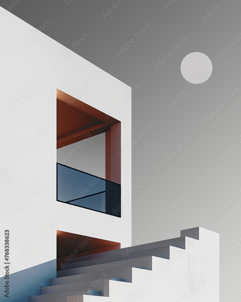 Fototapeta premium Abstract minimalism architecture , inspired by world famous modern architects, generative AI