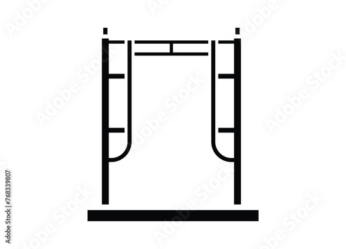 Iron scaffolding. Simple illustration in black and white.