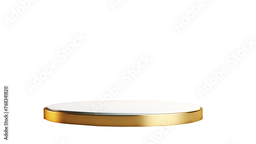 luxury gold and white marble podium isolated on transparent background