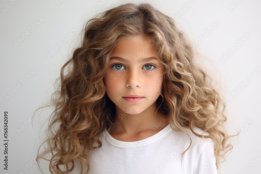 Portrait of a beautiful little girl with long wavy hair. Portrait of a beautiful little girl with long wavy hair.